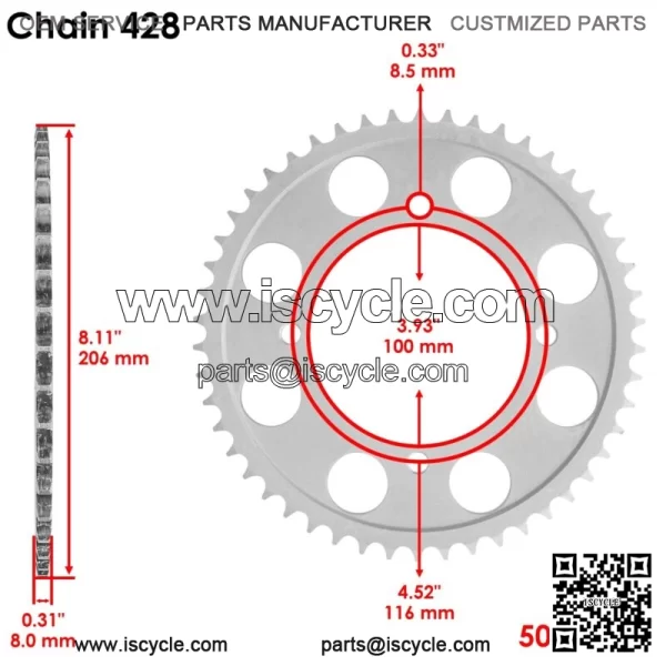 Front Rear Drive Chain Sprocket For Kawasaki KLX140 2008-2023 13144-0049 - Image 3