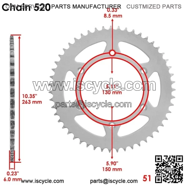 Rear Wheel Chain Sprocket For Yamaha YZ250 2010-2022 / YZ450 2010-2021 - Image 2