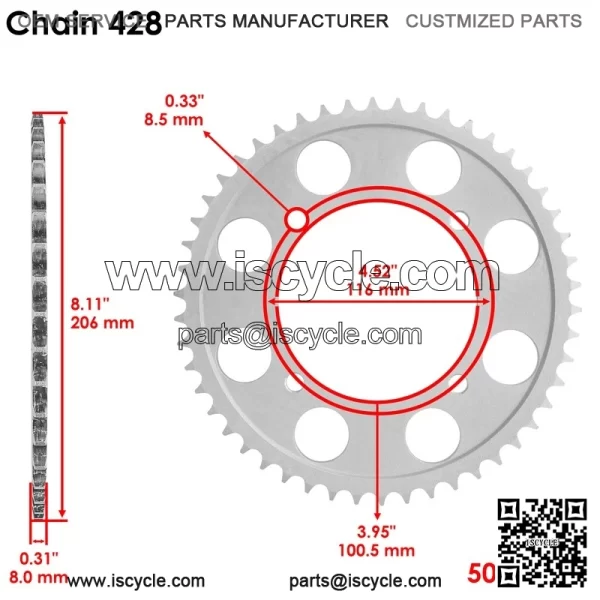 Rear Wheel Chain Sprocket For Kawasaki KX80 1998-1999 KX85 2001-24 KLX 140 08-24 - Image 2