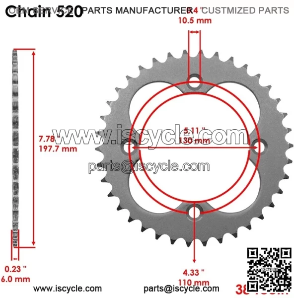 Red O-Ring Drive Chain & Sprockets Kit for Honda TRX450R Sportrax 450 2004 2005 - Image 3