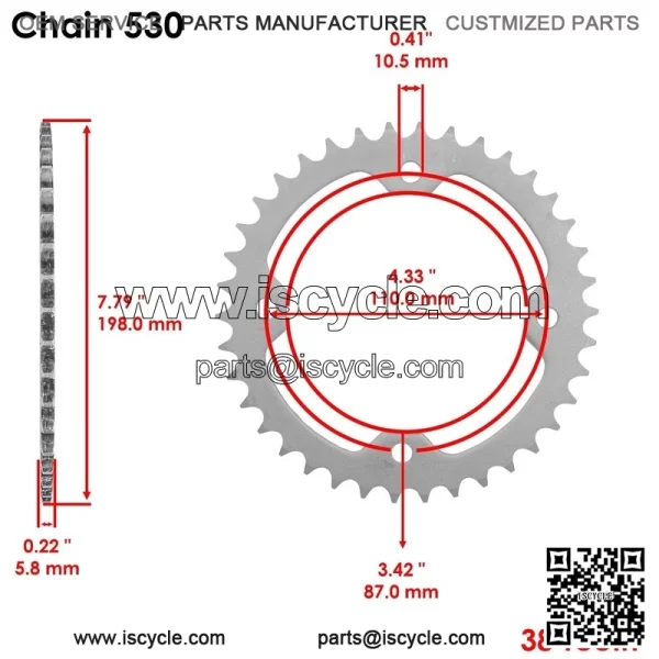 Blue Drive Chain And Sprockets Kit for Yamaha YFZ450 YFZ450V 2004-2013 - Image 3