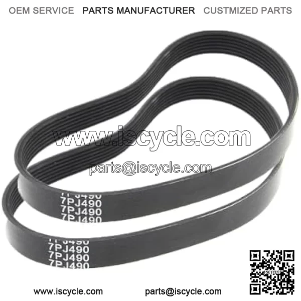 2 x 7PJ490 EPJ490 7 Stries Heavy Duty Belts, 490mm x 16mm, for Qualcast, Argos etc. mowers