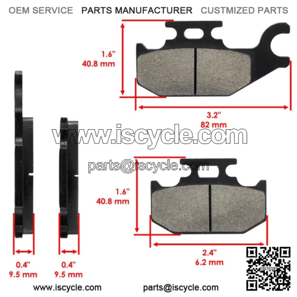 Brake Pads for Yamaha Wolverine 450 YFM450 2006-2010 Rear Brakes (For: Yamaha) - Image 2