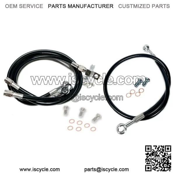 Steel Braided Brake Lines Black +2" Front +0" Rear TRX 450R TRX 450ER