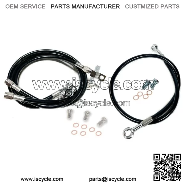 Steel Braided Brake Lines Black +2" Front +0" Rear TRX 450R TRX 450ER - Image 3
