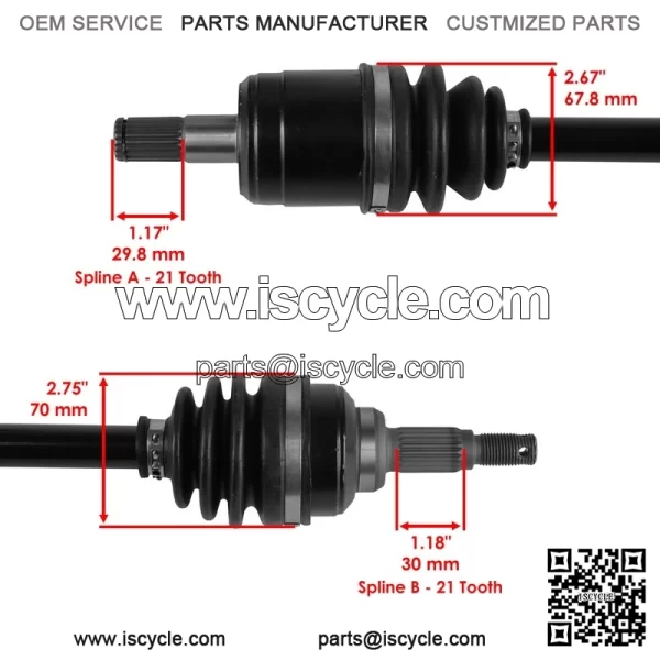 Front CV Joint Axle W/ Bearing for Honda TRX450ES TRX450S Foreman 450 1998-2001 - Image 3
