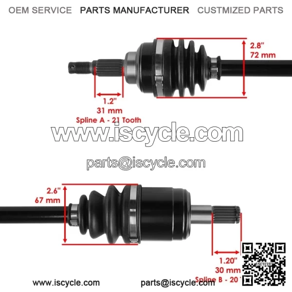Front CV Joint Axle W/ Bearing for Honda TRX450ES TRX450S Foreman 450 1998-2001 - Image 5