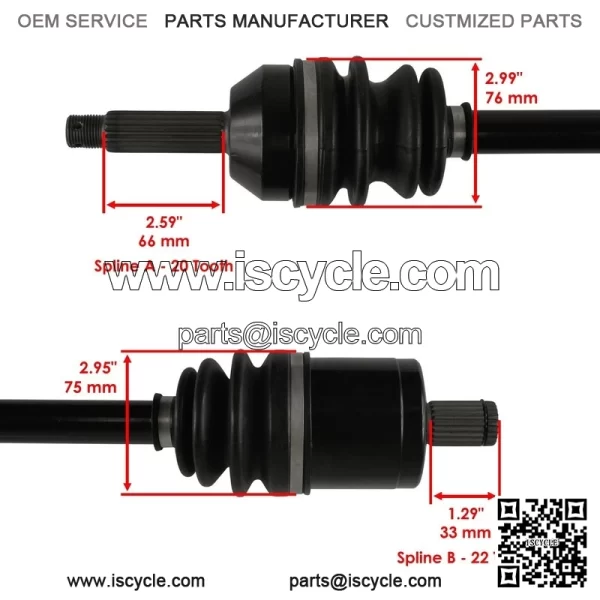 Front CV Axle For Polaris Ranger ETX 2015 2016 / Ranger EV Liion 2016 / 1333238 - Image 3