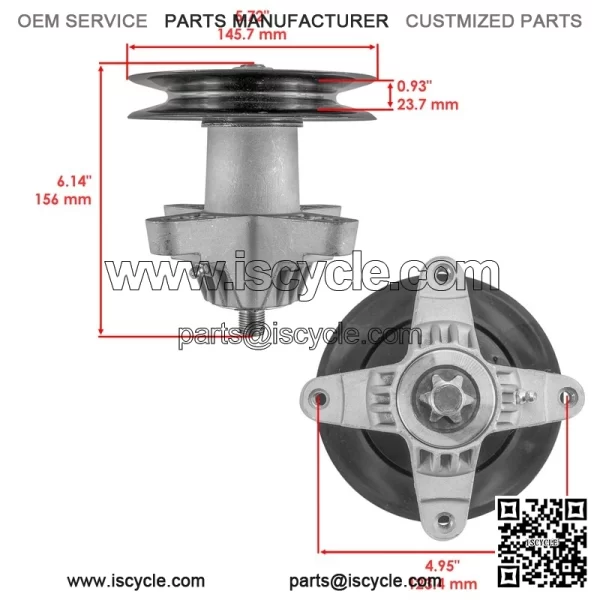 38" Deck Spindle w/ Pulley for White Outdoor LT-1700 13AV77TF090 13WV77TF090 - Image 2