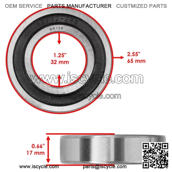 62/32-2RS 62/32 2RS 62/32-2RDQE6 Rubber Sealed Ball Bearings 32x65x17 - Image 2