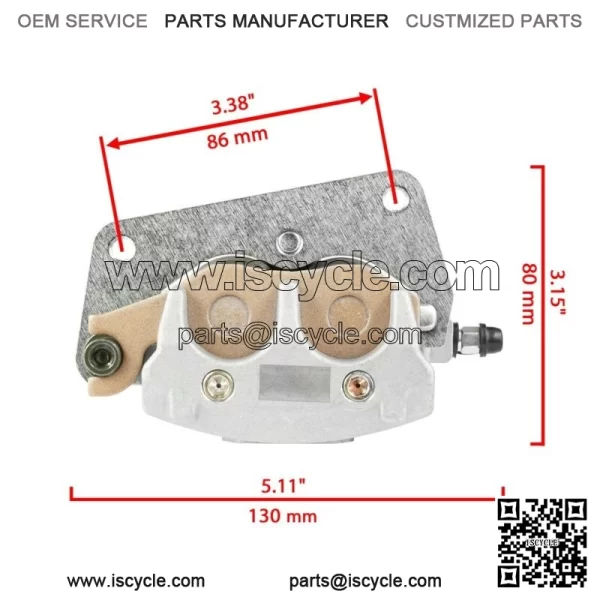 Front Left Right Brake Caliper w/ Pad for Yamaha YFZ 450 YFZ450R YFZ450X 2004-25 - Image 3