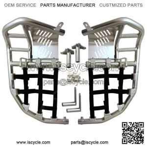 Yamaha YFZ 450  Nerf Bars  Pro Peg Heel Guard  Alba Racing  Silver Black 199T7SB