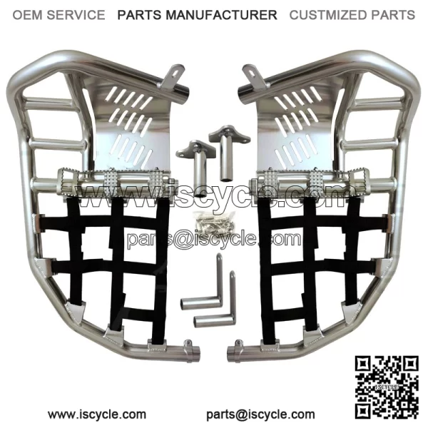Yamaha YFZ 450  Nerf Bars  Pro Peg Heel Guard  Alba Racing  Silver Black 199T7SB