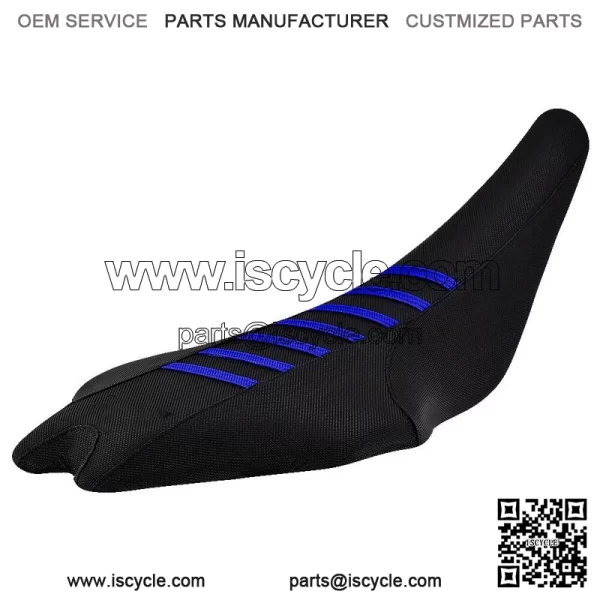 2009-2024 Yamaha YFZ 450R Seat Cover  All Black / Blue Ribs  Gripper #201