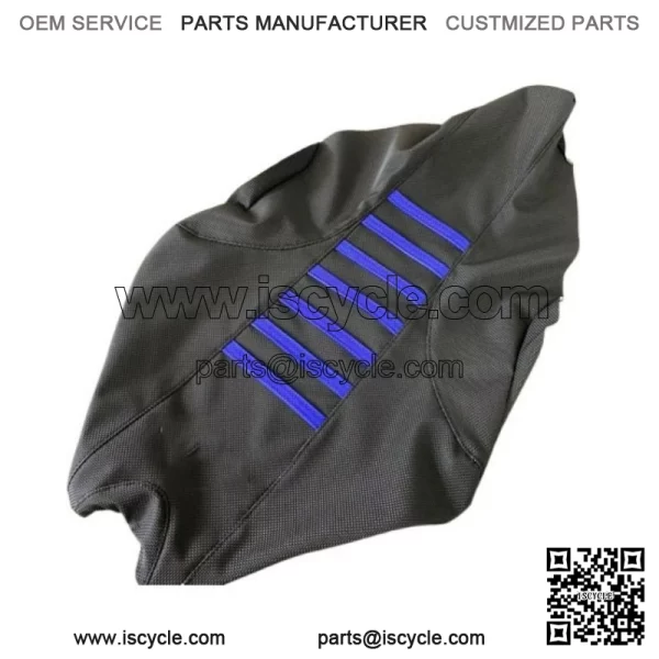 2009-2024 Yamaha YFZ 450R Seat Cover  All Black / Blue Ribs  Gripper #201 - Image 2