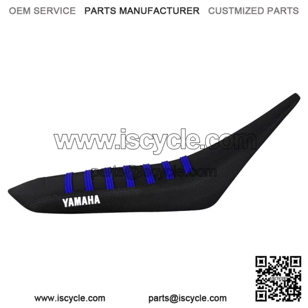 Yamaha YFZ 450 Gripper Seat Cover 2004 - 2013  all BLACK w/ BLUE ribs LOGO #200 - Image 2