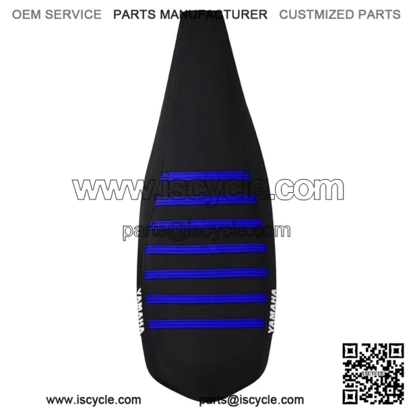 Yamaha YFZ 450 Gripper Seat Cover 2004 - 2013  all BLACK w/ BLUE ribs LOGO #200 - Image 3