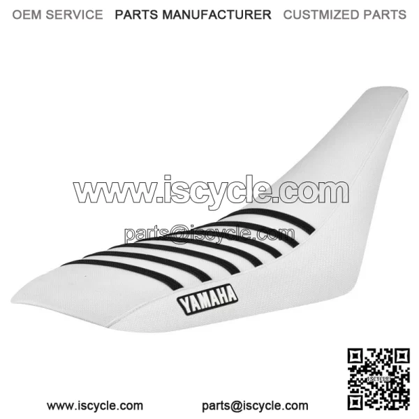 Yamaha YFZ 450 Gripper Seat Cover 2004-2013  all WHITE/ BLACK ribs LOGO #200