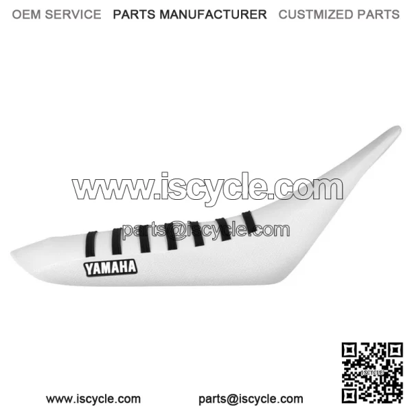 Yamaha YFZ 450 Gripper Seat Cover 2004-2013  all WHITE/ BLACK ribs LOGO #200 - Image 2