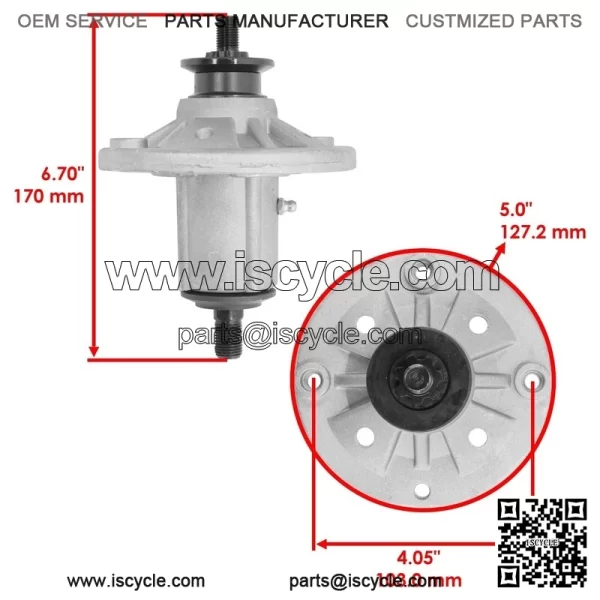 38" Deck Spindle w/Pulley & Blade for John Deere X300 AM137483 M151720 M153118 - Image 2