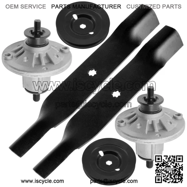 38" Deck Spindle w/Pulley & Blade for John Deere X300 AM137483 M151720 M153118 - Image 5