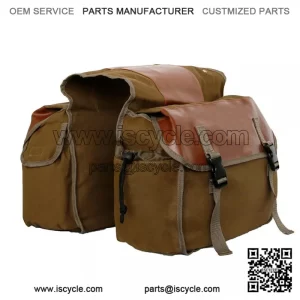 Brown Canvas Motorcycle Side Saddle Bags Panniers Pouch Luggage Storage Tool Bag