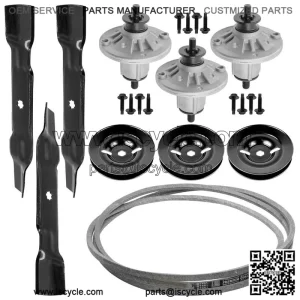 48-Inch Deck Spindle Pulley Blade Belt Kit for John Deere 44L777 Z245 EZtrak Residential