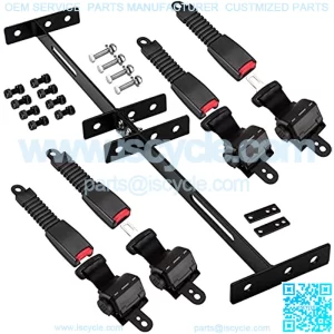 Universal Golf Cart Seat Belts 4 Retractable Belts Max Length 47" and 35 x 6.9 Inch Belts Bracket Kit Fits EZGO TXT Yamaha Club Car DS(NOT FIT 2 Passenger Club Car Precedent Yamaha G29 Drive EZGO RXV)