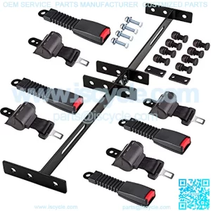 Universal 4 Passenger(2+2) Golf Cart Seat Belt Kit for EZGO, Yamaha, Club Car, Fits Front Rear Seat with Bracket