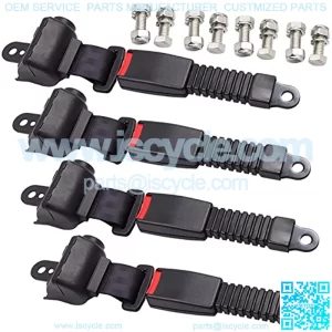 4 PC Retractable Golf Cart Seat Belts Fit for EZGO, Yamaha, Club Car