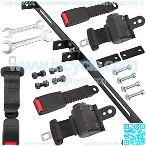 Golf Cart Seat Belts Bracket Kit, 2pcs Universal Retractable Golf Cart Seat Belt Kit Fits Club Car, EZGO, Yamaha