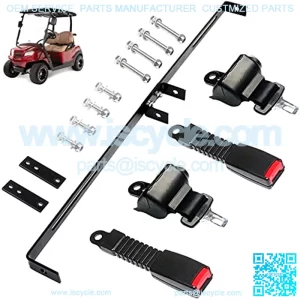 2 Passenger Golf Cart Retractable 42" Seat Belts with Belt Bracket Kit for Yamaha Club Car DS Precedent EZGO TXT RXV