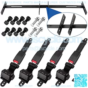 Golf Cart Seat Belts Bracket Kit for EZGO TXT Club Car DS Yamaha 47.64" Retractable 4 Seat Belts, One Piece Solid Design-Not Fit 2 Passengers Club Car Precedent/Yamaha G29/Drive/Drive2 & EZGO RXV