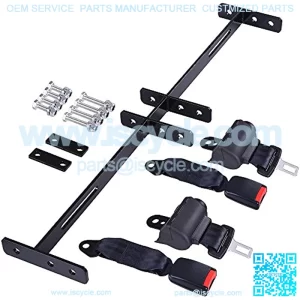 2 Universal Retractable Golf Cart Seat Belts and Bracket Kit Compatible with EZGO Yamaha Club Car