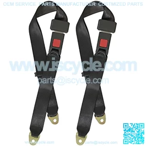 Universal Lap Seat Belt 2 Point Adjustable Safety Seat Belt for Go Kart, Club Golf Cart, 2 Pack in Black,48 Inch