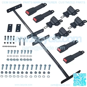 Golf Cart 4 Passenger Retractable 42" Seat Belts with Bracket Kit for EZGO Yamaha TXT Club Car