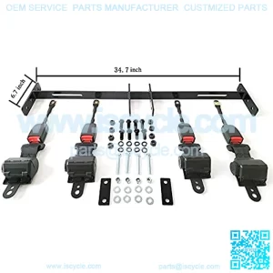 Golf Carts 4 Sets Retractable Belt Kits with Bracket/Bar Kit for EZGO Yamaha Club Car