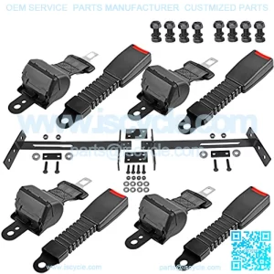 Golf Cart Seat Belt Bracket Kit with 4 Passenger Retractable Seat Belts Safety Belt for EZGO Club Car Yamaha Models - Upgrade Heavy Duty & More Sturdy