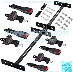Universal Golf Cart Seat Belts Kit with Bracket (Set of 4 Retractable 42" Belts) for EZGO, Yamaha, Club Car DS, Stainless and Shockproof with Upgraded Screws & Locknuts