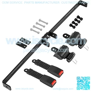 Universal Golf Cart Retractable Belts 2 Sets (42") and Bracket Bar Kit(35" x 6.9") for 2 Passenger EZGO Yamaha Club Car TXT RXV DS Precedent Black