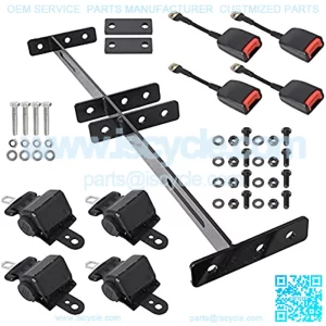 Retractable Seat Belts and Bracket Kit 4 Replacement for EZGO Yamaha Club Car Golf Cart