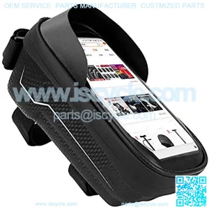 Bike Phone Front Frame Bag Waterproof Bicycle Top Tube Cycling Pressure-Resistant Handlebar Bag TPU Touch-Screen with Sun-Visor