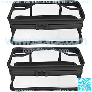 Black Transparent Cosmetic Bag Waterproof Handbag Portable Travel Work Make Up Kit Double Zipper Storage Bag, 2 PCS