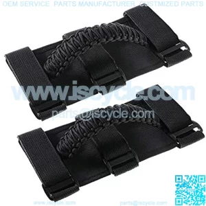 Grab Handles Car Roll Bar Paracord Grab Handles Fit for 2 to 3-inch Roll Bars for Most Jeep Wrangler Models(Pack of 2,Black)