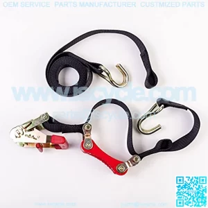 Heavy Duty Ratchet Strap Tie Downs, 9' x 2" (2 Pack) Built-in Shock Absorber Keeps Constant Tension, 6,000 LB Break Strength, Polyester Webbing, Wire Hooks, Built-in Soft Loops