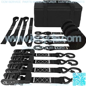 Heavy Duty Ratchet Strap ?C 1.5" x 8 ft ?C (4PK Black) Tie Down Straps & Soft Loops for Moving & Securing Cargo ?C Coated Deep S-Hook & Extra Safety with Lockable Release