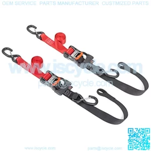 1.5in x 6.5ft Ergonomic LocRatchet Soft-Tye Straps with Heavy-Duty Latch Hooks - - 1,000 lb. WorLoad Limit / 3,000 lb. BreaStrength - Red/Black (Pair)