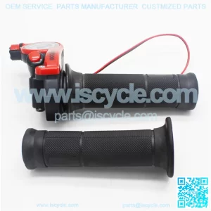 UK Red motorcycle twists throttle