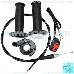 7/8" 22mm Twist Throttle Accelerator Handle Grips and Cable Set With Kill On Off Switch for 50cc 110cc 150cc 250cc Mini Bike Atv Quad Pit Bike Dirtbike