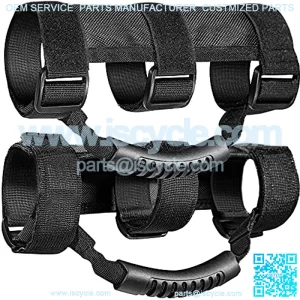Roll Bar Grab Handle Grips Set for Jeep, UTV, & ATV - Strap Fits 1 1/2 to 3 Inch Bars - Pack of 2, Black